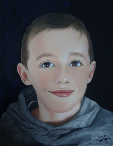 Painting titled "NATHAN - son portra…" by Catherine Wernette, Original Artwork, Pastel