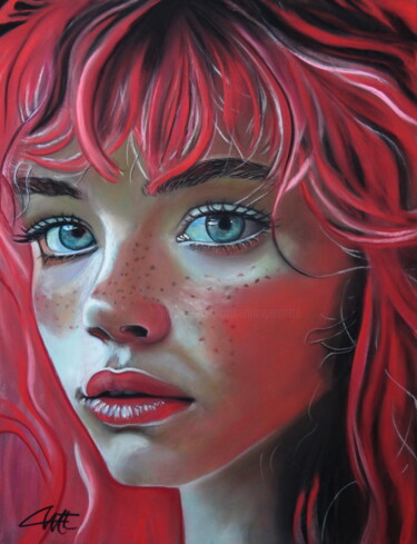 Pintura titulada "LILY-ROSE" por Catherine Wernette, Obra de arte original, Pastel