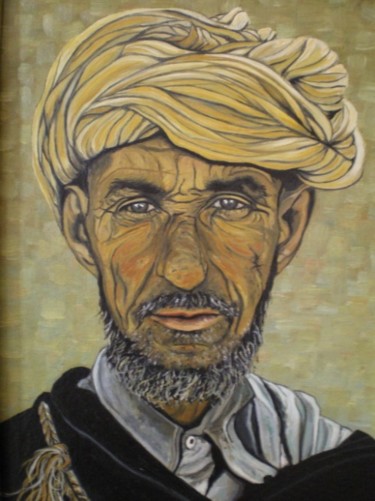 Painting titled "L'HOMME AU TURBAN" by Catherine Wernette, Original Artwork