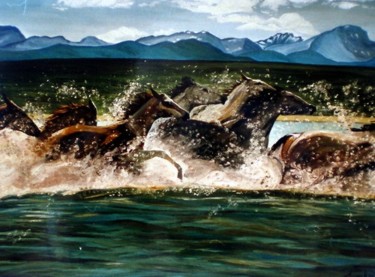 Painting titled "CHEVAUCHEE" by Catherine Wernette, Original Artwork
