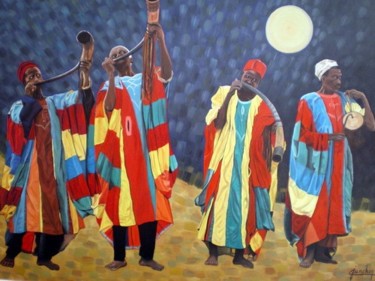 Schilderij getiteld "ORCHESTRE AFRICAIN" door Catherine Wernette, Origineel Kunstwerk