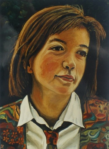 Painting titled "PORTRAIT A L'HUILE" by Catherine Wernette, Original Artwork
