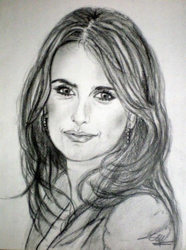 Painting titled "Pénélope CRUZ" by Catherine Wernette, Original Artwork