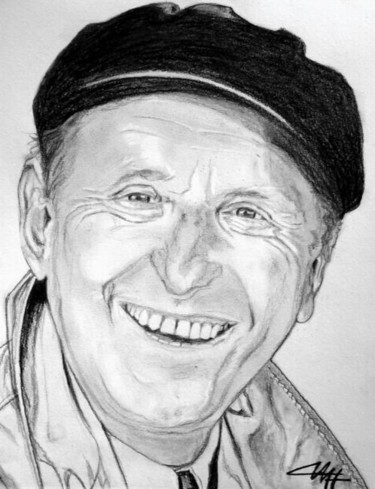 Drawing titled "BOURVIL - son portr…" by Catherine Wernette, Original Artwork, Graphite