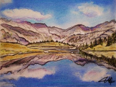 Painting titled "LAC D'AUBERT" by Catherine Wernette, Original Artwork