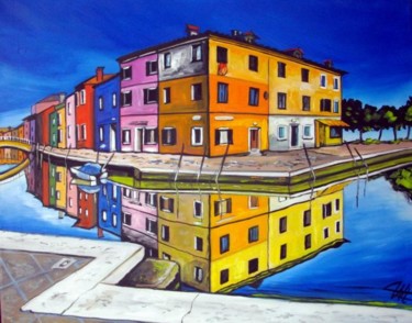 Painting titled "BURANO" by Catherine Wernette, Original Artwork