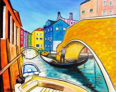 Painting titled "GONDOLIER" by Catherine Wernette, Original Artwork