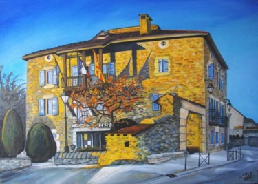 Painting titled "MAIRIE d'OSSEJA Pyr…" by Catherine Wernette, Original Artwork