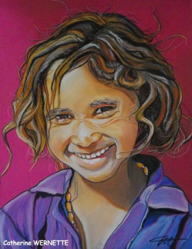 Painting titled "YUNITA,  la gaieté" by Catherine Wernette, Original Artwork