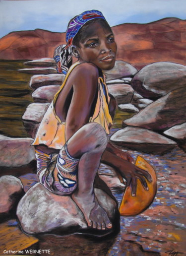 Painting titled "MAMBO, la solitude…" by Catherine Wernette, Original Artwork, Oil