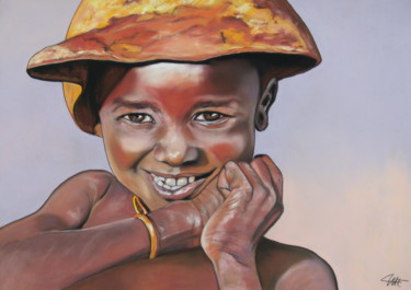 Peinture intitulée "KALID, le sourire e…" par Catherine Wernette, Œuvre d'art originale, Huile