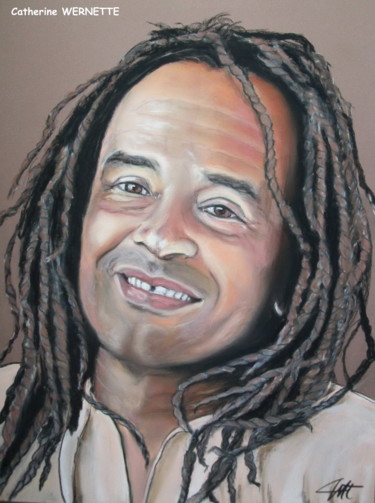 Painting titled "YANNICK NOAH" by Catherine Wernette, Original Artwork, Oil