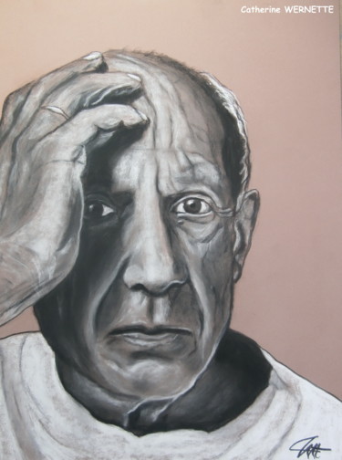 Pintura intitulada "Pablo PICASSO" por Catherine Wernette, Obras de arte originais, Pastel