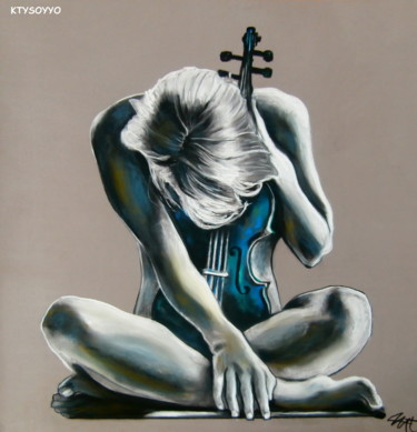 Painting titled "MUSICIENNE" by Catherine Wernette, Original Artwork, Oil