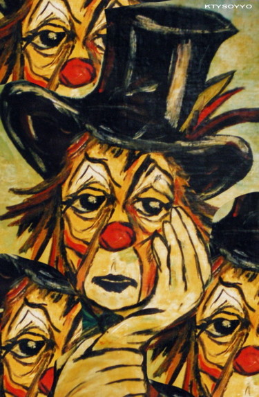 Painting titled "CLOWN TRISTE" by Catherine Wernette, Original Artwork, Other