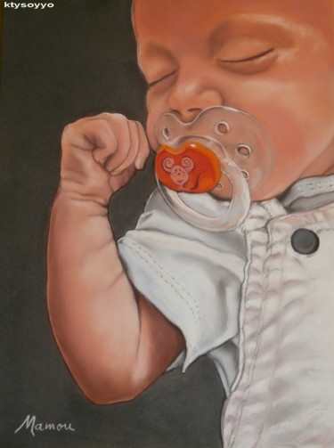 Painting titled "PETIT CHERI d'AMOUR" by Catherine Wernette, Original Artwork, Pastel