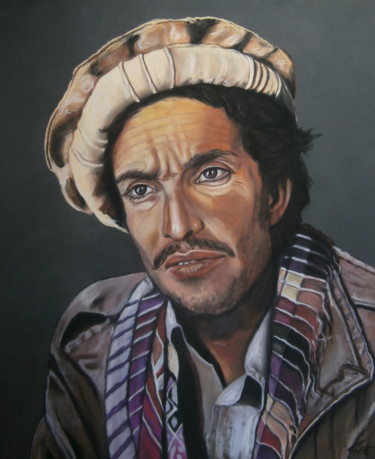 Painting titled "MASSOUD, l'Afghan" by Catherine Wernette, Original Artwork, Oil