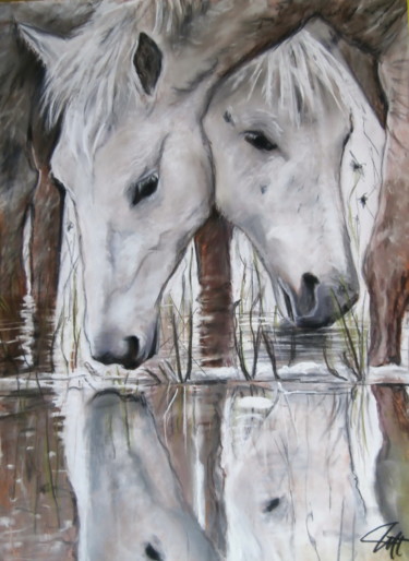 Dibujo titulada "HORSES" por Catherine Wernette, Obra de arte original, Otro