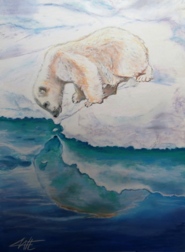 Painting titled "PETIT OURS BLANC" by Catherine Wernette, Original Artwork