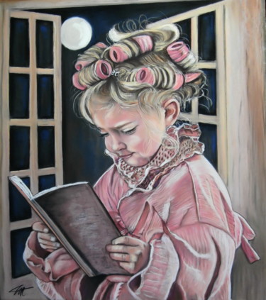 Peinture intitulée "Mademoiselle BIGOUD…" par Catherine Wernette, Œuvre d'art originale, Pastel