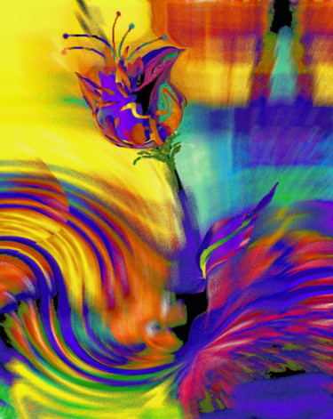 Digitale Kunst mit dem Titel "FLEUR" von Catherine Wernette, Original-Kunstwerk, Digitale Malerei