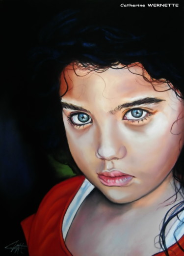 Painting titled "MARYLOU, la candeur" by Catherine Wernette, Original Artwork, Oil