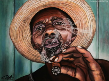 Drawing titled "EL CUBANO" by Catherine Wernette, Original Artwork, Pastel