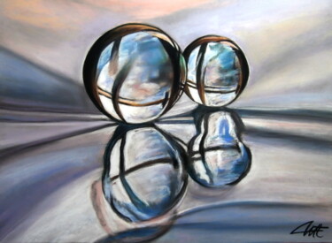 Painting titled "BOULES" by Catherine Wernette, Original Artwork, Pastel