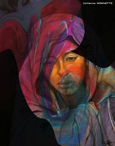 Peinture intitulée "DJAMILA, rêves d'év…" par Catherine Wernette, Œuvre d'art originale, Autre