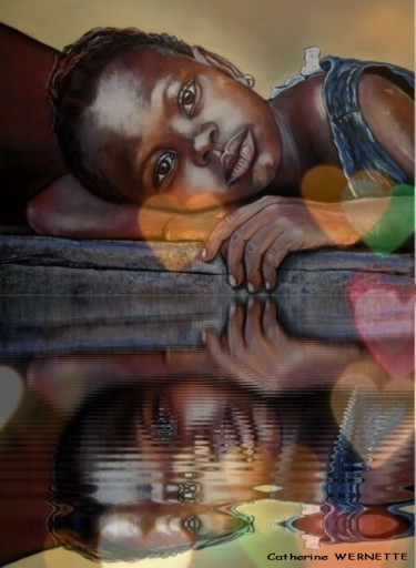 Arts numériques intitulée "LE REFLET DE PITCHOU" par Catherine Wernette, Œuvre d'art originale, Peinture numérique
