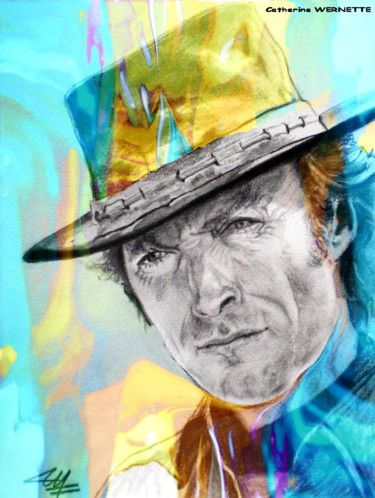 Arts numériques intitulée "CLINT EASTWOOD" par Catherine Wernette, Œuvre d'art originale, Peinture numérique