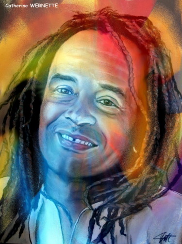 Digital Arts titled "YANNICK NOAH" by Catherine Wernette, Original Artwork, Digital Painting