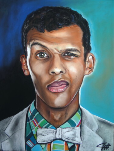 Schilderij getiteld ""STROMAE, je te tie…" door Catherine Wernette, Origineel Kunstwerk, Pastel