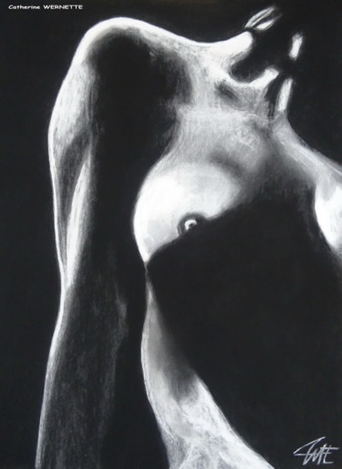 Рисунок под названием "BUSTE 4" - Catherine Wernette, Подлинное произведение искусства, Пастель