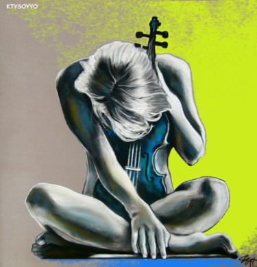 Digital Arts titled "VIOLONISTA" by Catherine Wernette, Original Artwork, Digital Painting