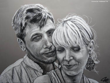 Drawing titled "TENDRESSE" by Catherine Wernette, Original Artwork, Pastel