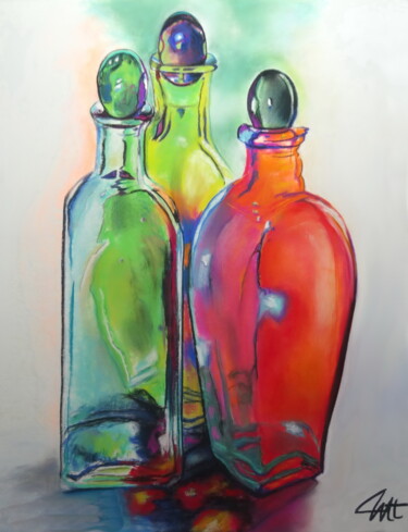 Dessin intitulée "CARAFES" par Catherine Wernette, Œuvre d'art originale, Pastel