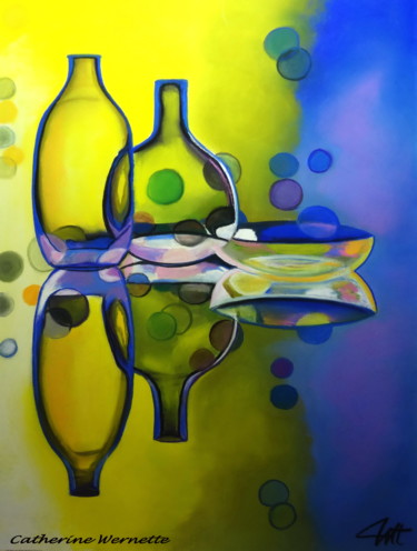 Dessin intitulée "REFLETS" par Catherine Wernette, Œuvre d'art originale, Pastel