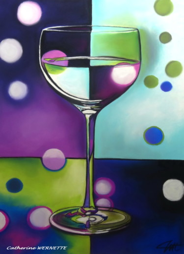 Dessin intitulée "LE VERRE" par Catherine Wernette, Œuvre d'art originale, Pastel