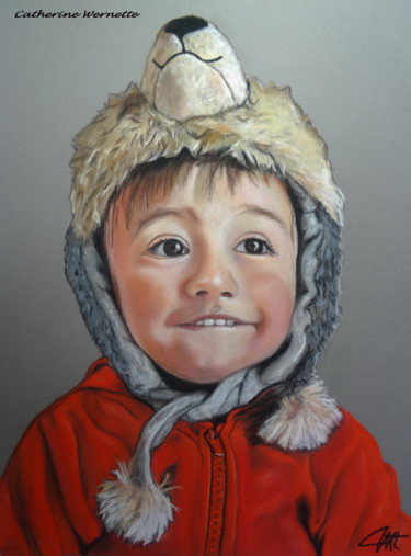 Drawing titled "NATHAN, le petit ch…" by Catherine Wernette, Original Artwork, Pastel
