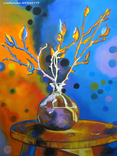 Drawing titled "BRANCHES PASCALES" by Catherine Wernette, Original Artwork, Pastel