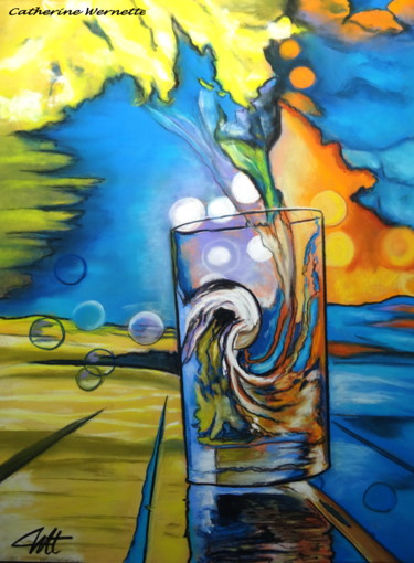 Drawing titled "QUAND L'ALCOOL DECL…" by Catherine Wernette, Original Artwork, Pastel
