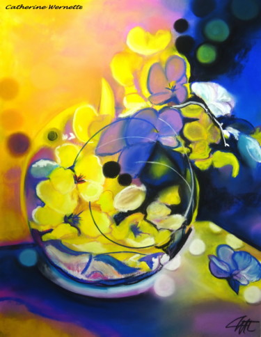 Drawing titled "ORCHIDEES, INVITATI…" by Catherine Wernette, Original Artwork, Pastel