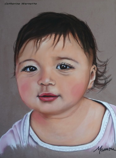 Drawing titled "LILA, ma petite fil…" by Catherine Wernette, Original Artwork, Pastel