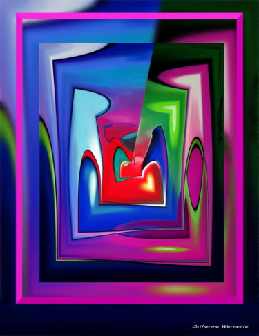 Digitale Kunst mit dem Titel ""COEUR MEURTRI"" von Catherine Wernette, Original-Kunstwerk, Digitale Malerei