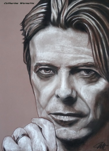 Dessin intitulée "David BOWIE" par Catherine Wernette, Œuvre d'art originale, Pastel