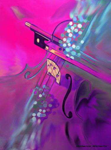 Artes digitais intitulada "VIOLON" por Catherine Wernette, Obras de arte originais, Pintura digital