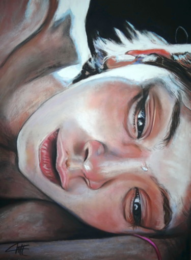 Drawing titled "CALISTA, la douleur" by Catherine Wernette, Original Artwork, Pastel