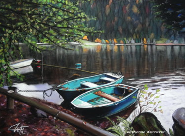 Dessin intitulée "LAC DE LONGEMER, en…" par Catherine Wernette, Œuvre d'art originale, Pastel