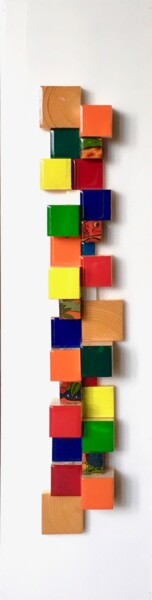 Scultura intitolato "Cubes 30" da Cathie Berthon, Opera d'arte originale, Legno